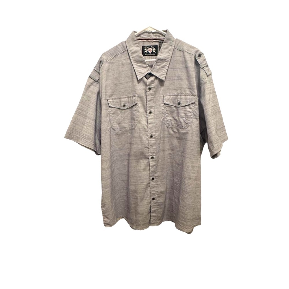 English Laundry Men’s Big & Tall Gray Short Sleeve Button Front Shirt Size 3X